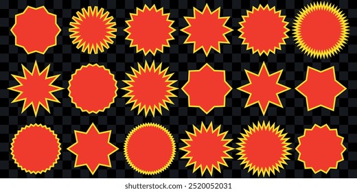 Set of flat simple starburst shapes.