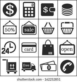 Set of flat simple web icons (shopping), vector illustration