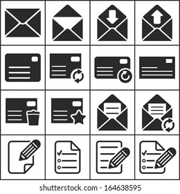 Set of flat simple web icons (letter, mailing, communacation), vector illustration