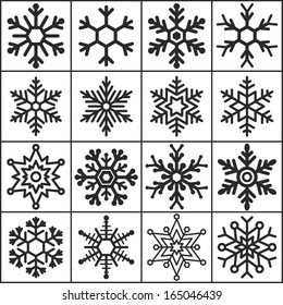 Set of flat simple web icons (winter snowflakes ), vector illustration