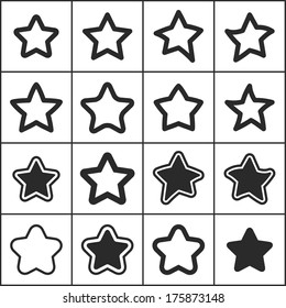Set of flat simple web icons (favorite, favourite, bookmark, rank), vector illustration