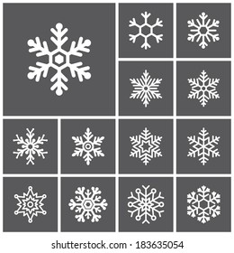 Set of flat simple web icons (winter snowflakes ), vector illustration