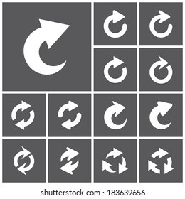 Set of flat simple web icons (repeat, refresh, reload, redo, arrows), vector illustration