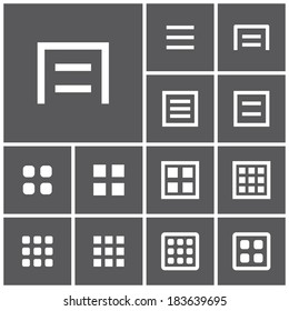 Set of flat simple web icons (menu, website, smartphone), vector illustration
