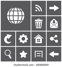 Set of flat simple web icons, vector illustration