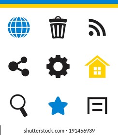 Set of flat simple web icons, vector illustration
