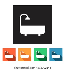 Set of flat simple web icons (bathtub, shower, douche ), vector illustration