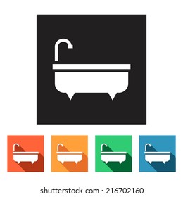 Set of flat simple web icons (bathtub, shower, douche ), vector illustration