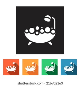 Set of flat simple web icons (bathtub, shower, douche ), vector illustration
