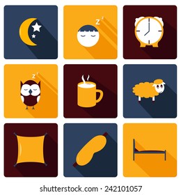Set of flat sleep icons for your design