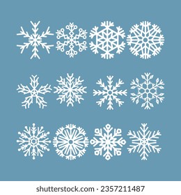 Set of Flat Snowflakes Illustration