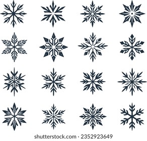 Set of flat Snowflakes, vector decoration elements.