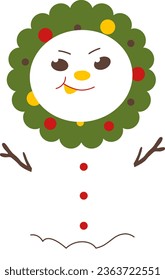 set of flat snowman isolated cute snowman with santa hat on snowy background cartoon concept decoration eps vector