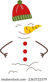 set of flat snowman isolated cute snowman with santa hat on snowy background cartoon concept decoration eps vector