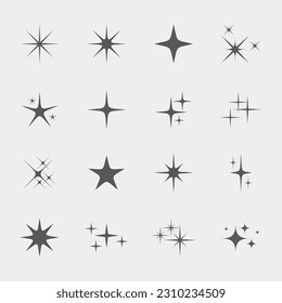 set of flat sparkling star illustration vector