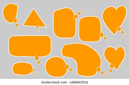 Set flat speech bubble shaped banners sign 