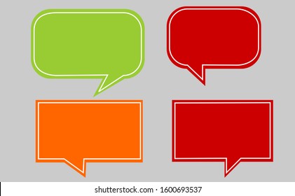 Set flat speech bubble shaped banners sign 