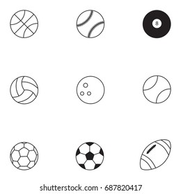 Set of flat sport balls icons. Vector design.