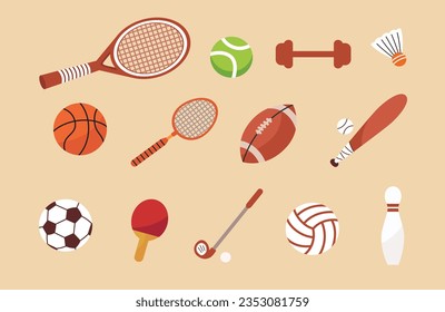 Set Of Flat Sport Object