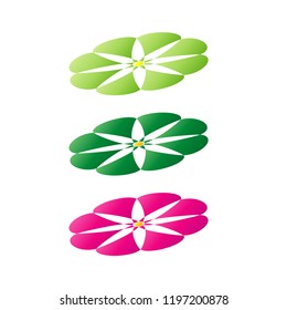 Set of flat Spring flower icons in silhouette isolated on white. Cute retro illustrations in bright colors for stickers, labels, tags.