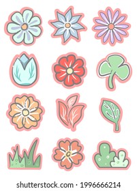 ilustración de dibujos animados vectoriales de flores de verano