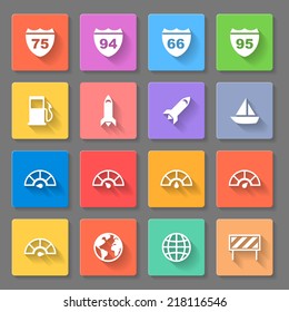 Set of flat square  signs  on the gray background