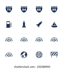 Set of flat square signs on the white background