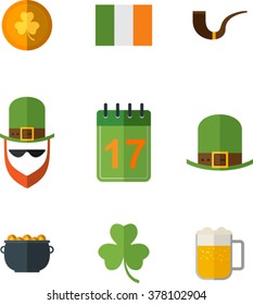 Set of flat St. Patrick's day symbols. Eps 10