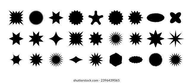 Set of flat starburst labels. Design elements for promo advertising campaign. Vector illustration