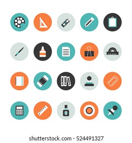 set of flat stationery icon