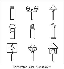 Set flat streetlights. City lamps are isolated on a white background. 