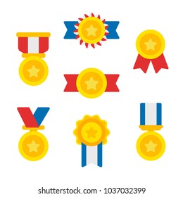 Set of flat style bronze star reward vector. 