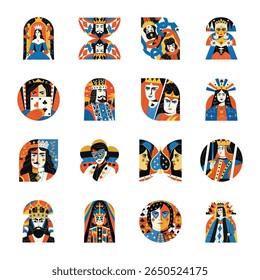 Set of Flat Style Card Game Characters Illustrations 

