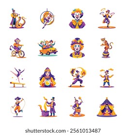 Set of Flat Style Carnival Performer Illustrations 

