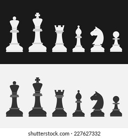 set of flat style chess figures