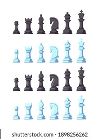 Set of Flat Style Chess Icons Isolated on White Background. Chess Game Figures