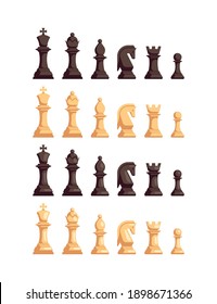 Set of Flat Style Chess Icons Isolated on White Background. Chess Game Figures