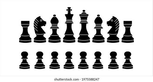 Set of Flat Style Chess Icons Isolated on White Background
