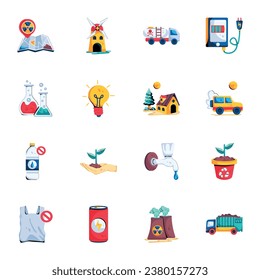 Set of Flat Style Energy and Eco Icons 


