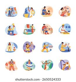 Set of Flat Style Feminist Characters Illustrations 

