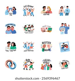 Set of Flat Style Friendship Stickers 

