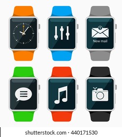 Set of flat style smart watch eps10 vector illustration