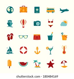 Set of flat style travel icons for web and mobile