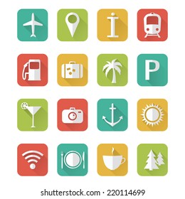 Set of flat style travel icons