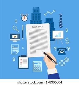 Set of flat style vector business icons