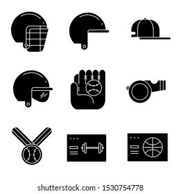 set of flat style vector sports equipment. against a white background