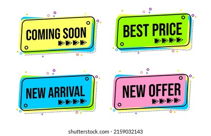 set of flat styled banner designs with geometric elements. label for sales banner design