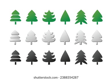 Set of flat stylized trees. Natural vector illustration.