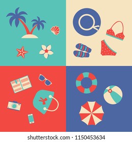 Set of  the flat summer icons