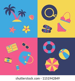 Set of  the flat summer icons